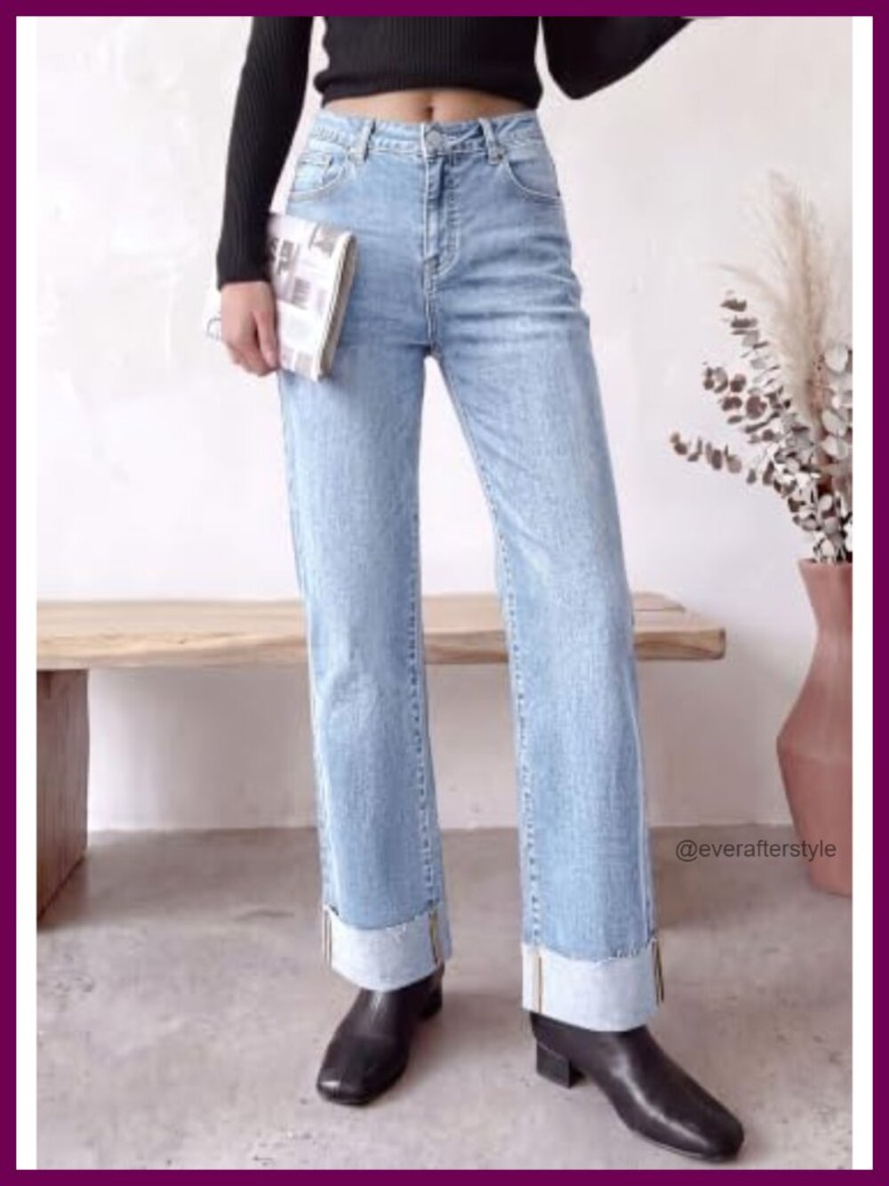 Wide Leg Baggy Denim Jeans High Rise Y2K Stretchy Pants - Picture 2 of 6